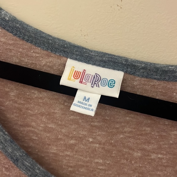 LuLaRoe Nicole light mauve with blue trim flowy dress size medium - Picture 2 of 3